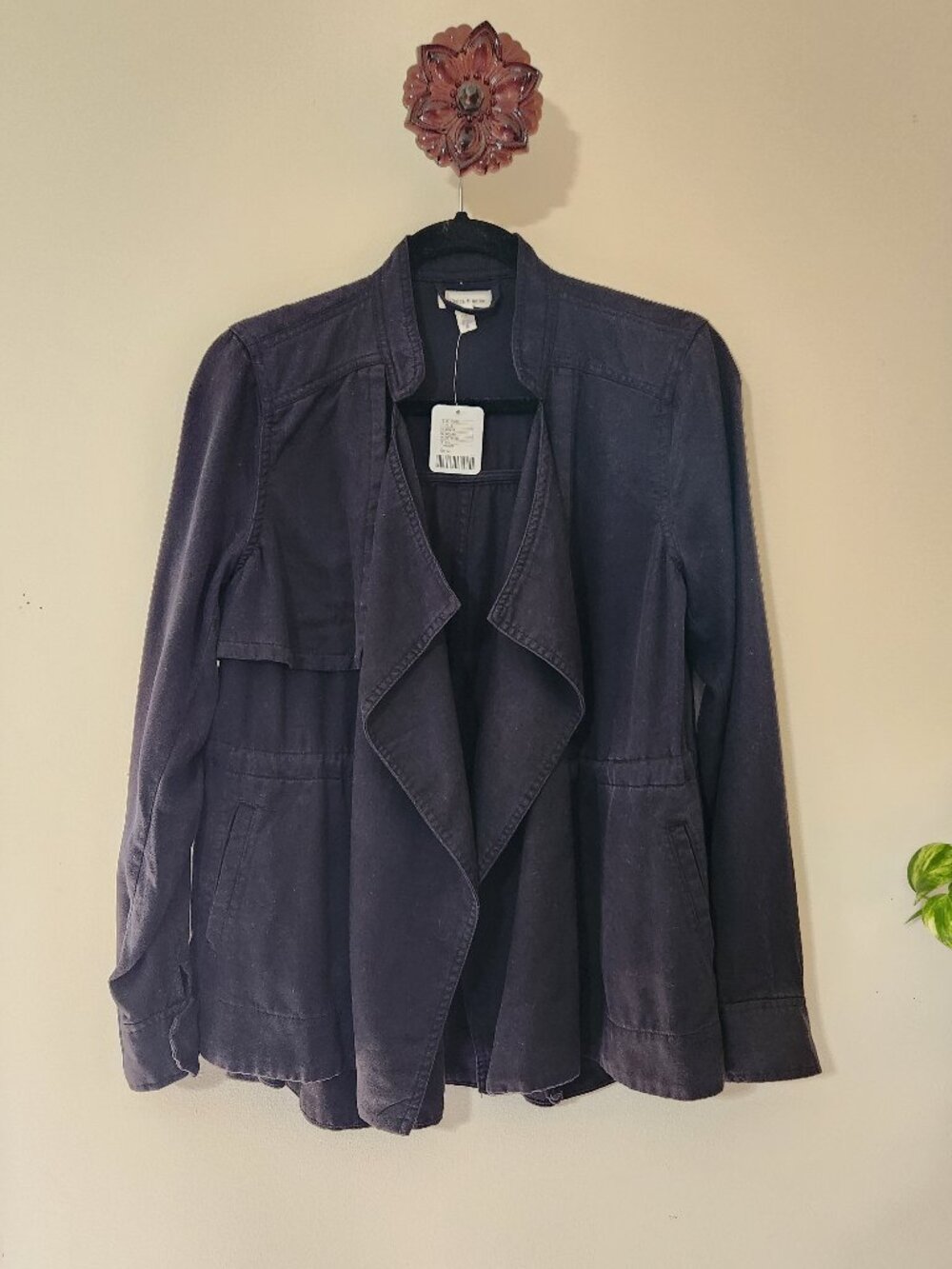 Silence & Noise NWT Black Wash Kirra Swing Trench Coat Utility Jacket. Sz S